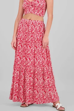 Shasa Leaf Print Maxi Skirt