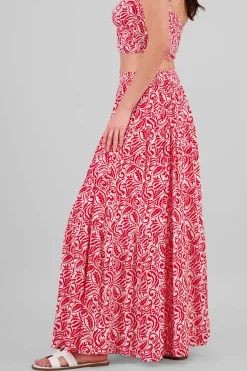 Shasa Leaf Print Maxi Skirt