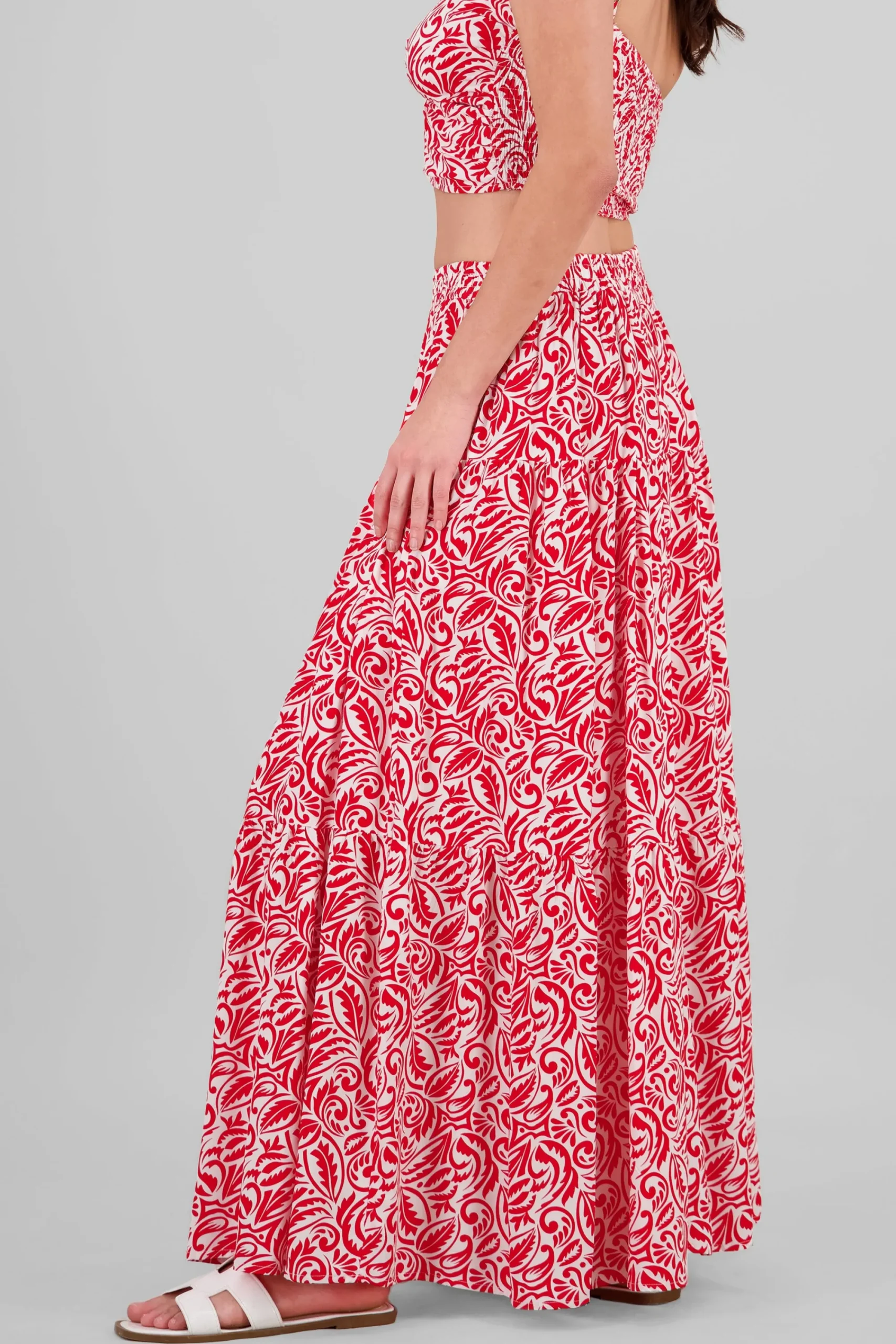 Shasa Leaf Print Maxi Skirt