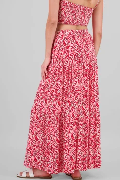 Shasa Leaf Print Maxi Skirt
