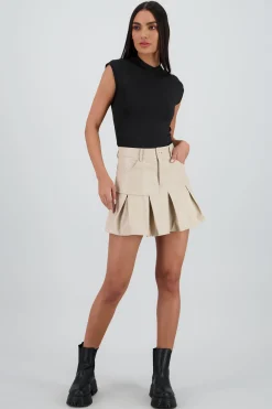 Shasa Leather Effect Mini Skirt