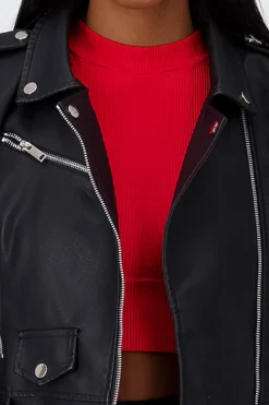Shasa Leather effect moto jacket