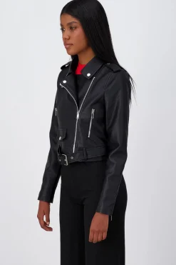 Shasa Leather effect moto jacket