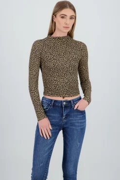 Shasa Leopard Print Long Sleeve Top