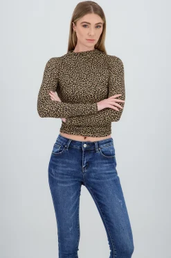 Shasa Leopard Print Long Sleeve Top