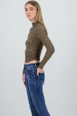 Shasa Leopard Print Long Sleeve Top