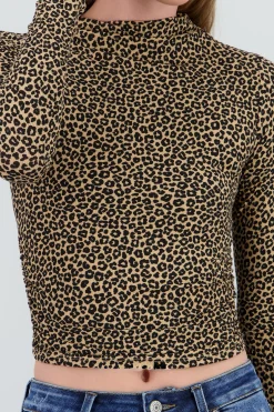 Shasa Leopard Print Long Sleeve Top