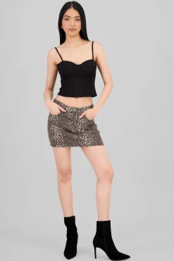 Shasa Leopard Print Mini Skirt