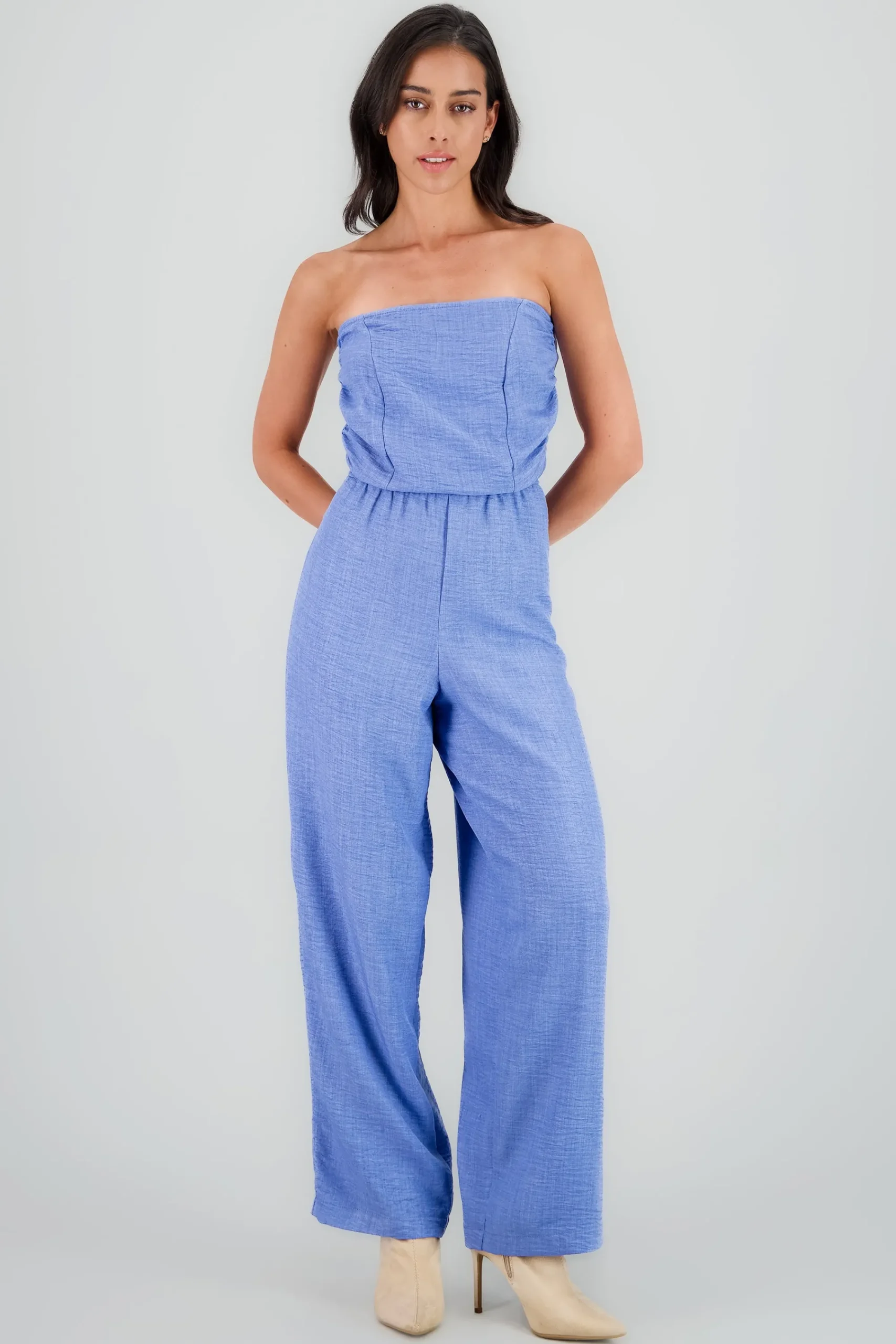 Shasa Lightweight Draped Strapless Jumpsuit