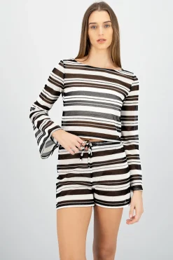 Shasa Lightweight Long Sleeve Striped Top