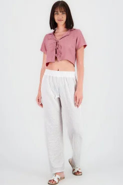Shasa Lightweight Textured Straight Pants