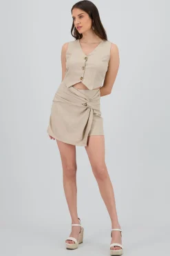 Shasa Linen Knot Mini Skirt