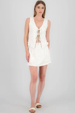 Shasa Linen Striped Mini Skirt