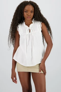 Shasa Long Blouse with Lace Detail