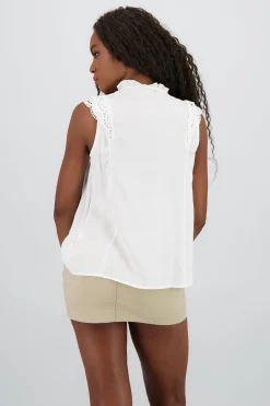 Shasa Long Blouse with Lace Detail