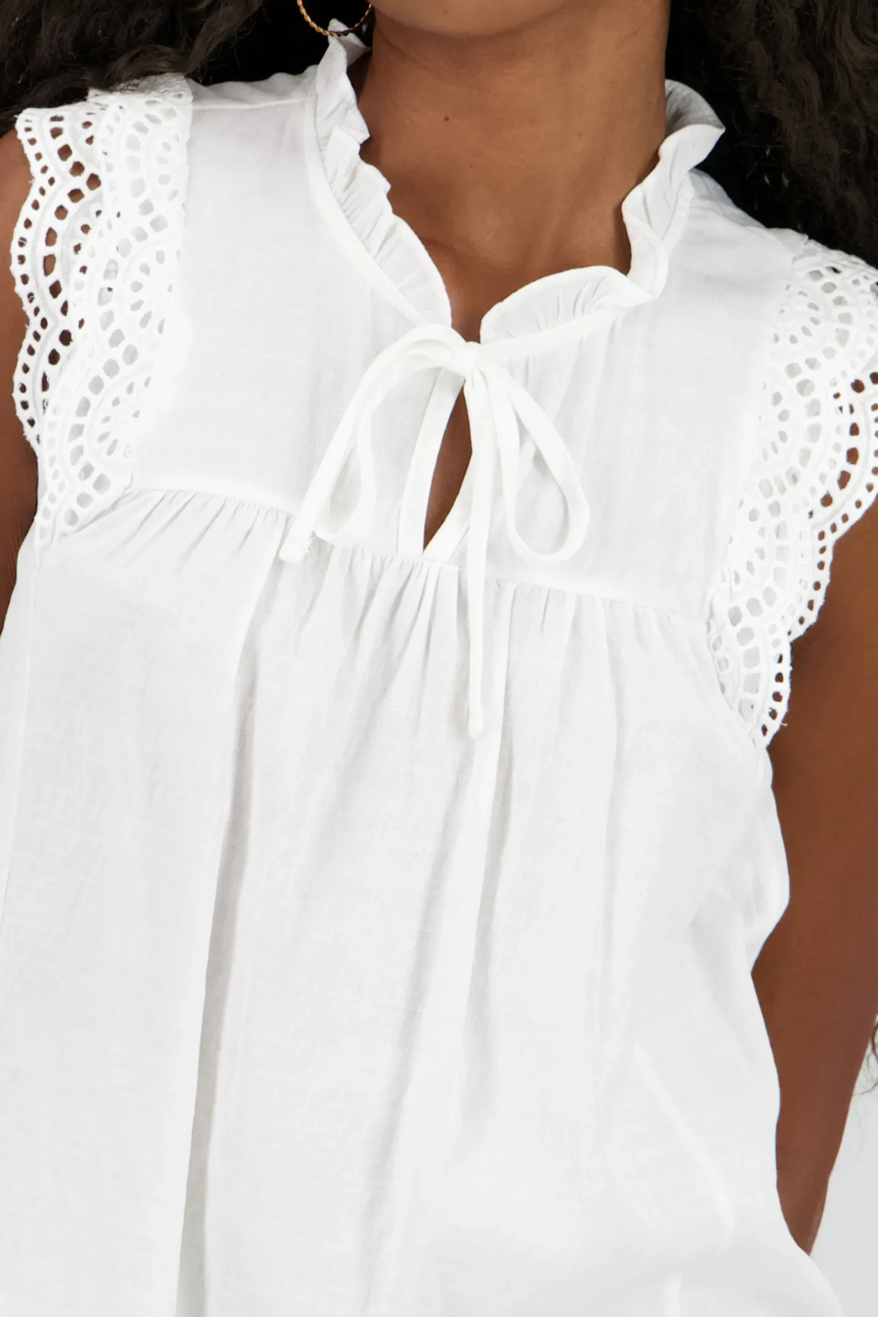 Shasa Long Blouse with Lace Detail