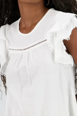 Shasa Long Blouse with Ruffled Sleeves