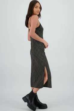 Shasa Long Checkered Dress with Lace