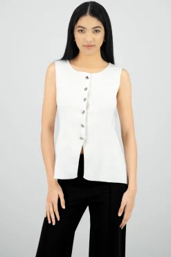 Shasa Long Knit Top with Buttoned Slit