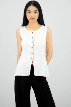 Shasa Long Knit Top with Buttoned Slit