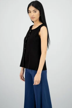 Shasa Long Knit Top with Buttoned Slit