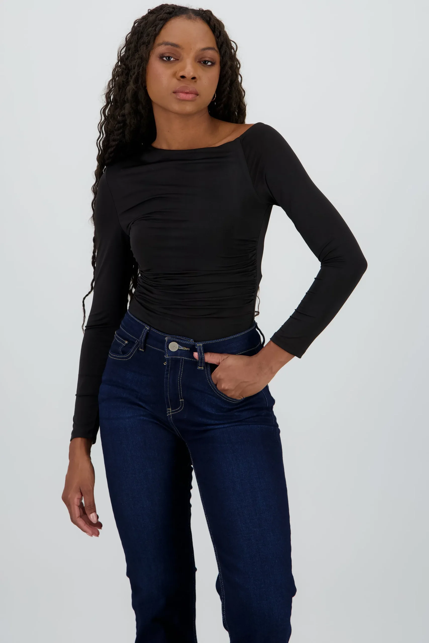 Shasa Long Sleeve Asymmetrical Bodysuit