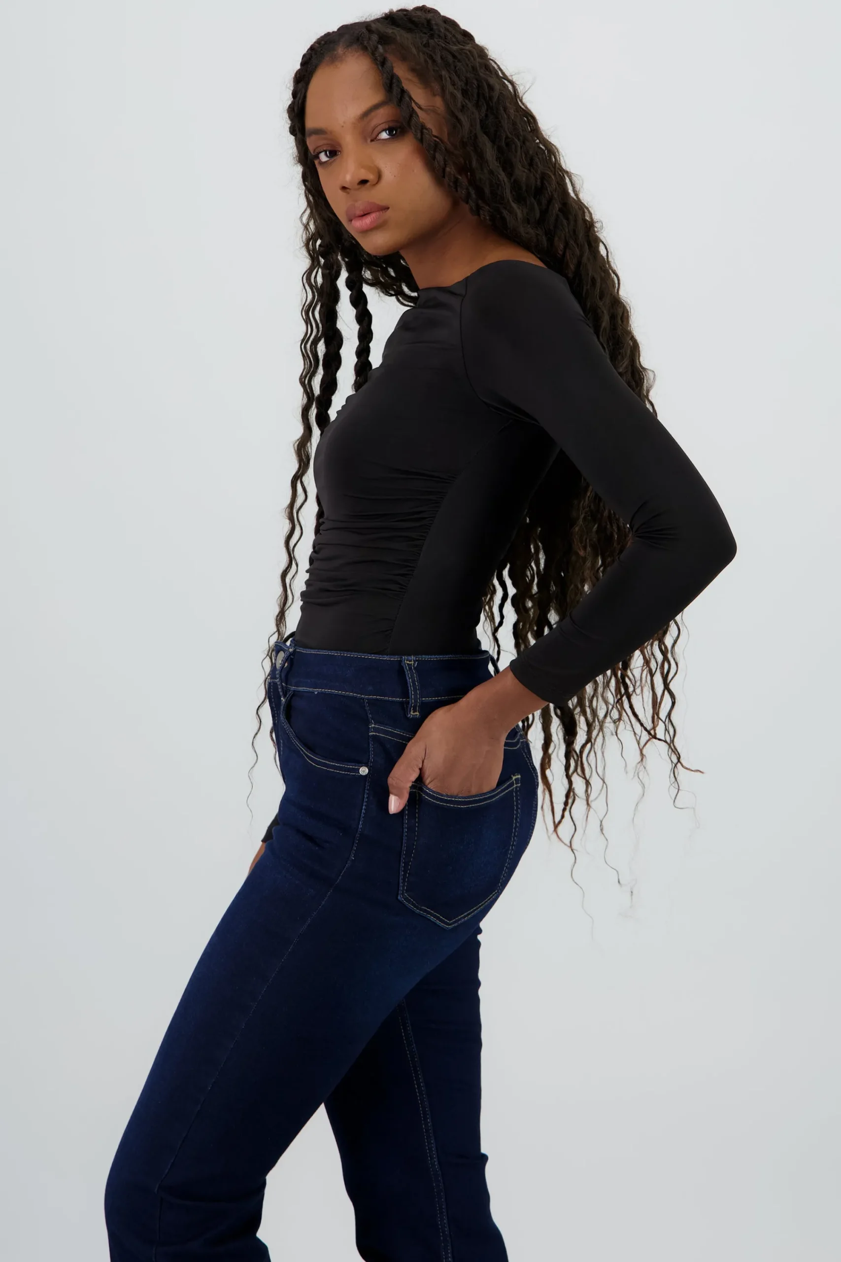 Shasa Long Sleeve Asymmetrical Bodysuit