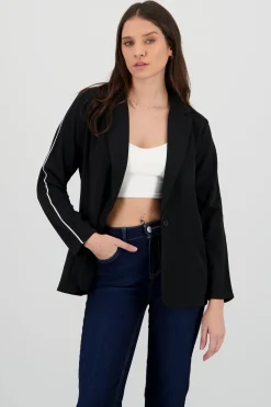 Shasa Long Sleeve Blazer with Contrast Line