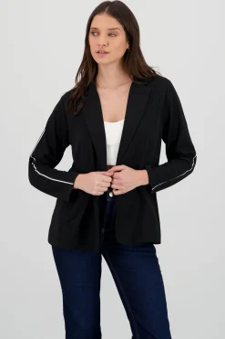 Shasa Long Sleeve Blazer with Contrast Line