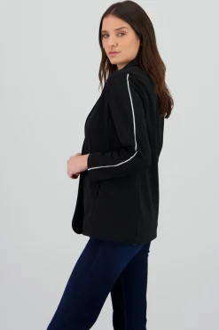 Shasa Long Sleeve Blazer with Contrast Line