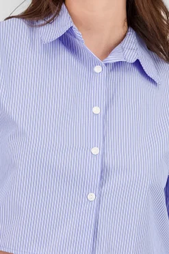 Shasa Long Sleeve Crop Striped Shirt