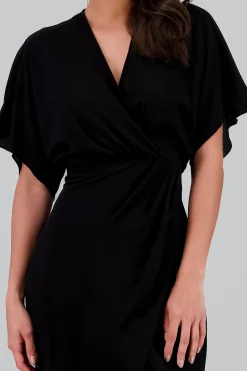 Shasa Long Sleeve Crossover Neckline Maxi Dress