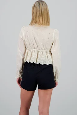 Shasa Long Sleeve Embroidered Floral Top