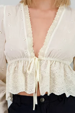 Shasa Long Sleeve Embroidered Floral Top