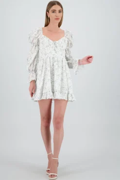 Shasa Long Sleeve Floral Mini Dress