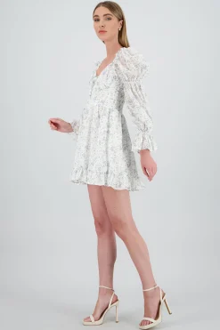 Shasa Long Sleeve Floral Mini Dress
