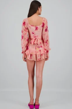 Shasa Long Sleeve Floral Ruffled Dress