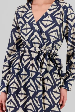 Shasa Long Sleeve Geometric Print Maxi Dress