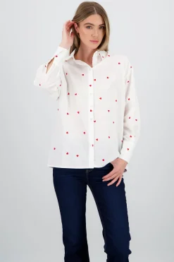 Shasa Long Sleeve Heart Print Shirt