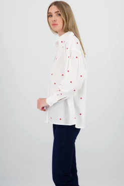 Shasa Long Sleeve Heart Print Shirt