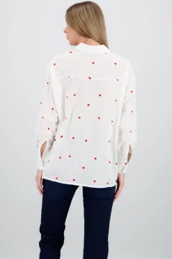 Shasa Long Sleeve Heart Print Shirt
