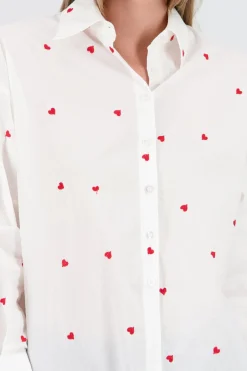 Shasa Long Sleeve Heart Print Shirt