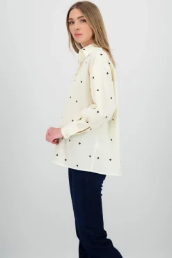 Shasa Long Sleeve Heart Print Shirt