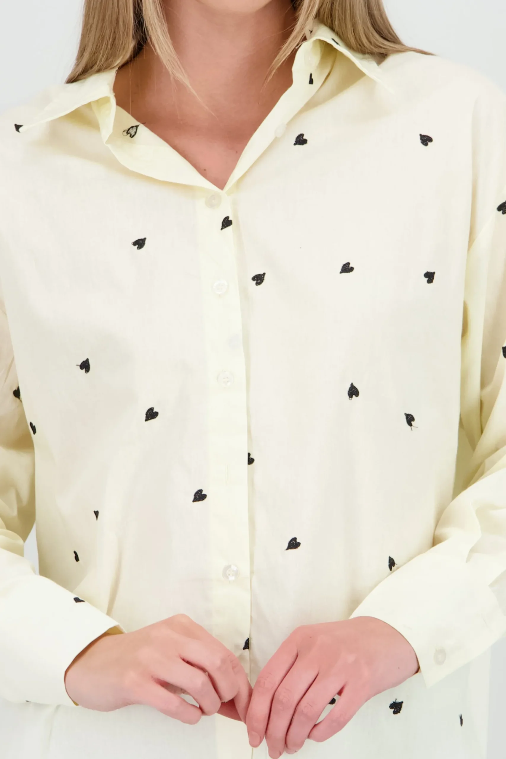 Shasa Long Sleeve Heart Print Shirt