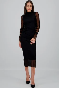 Shasa Long Sleeve Mesh Maxi Dress