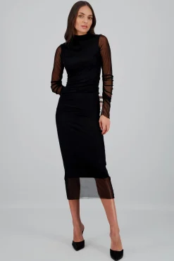Shasa Long Sleeve Mesh Maxi Dress