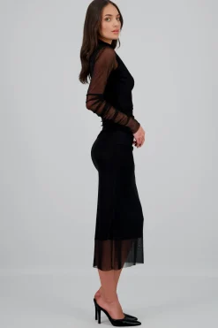 Shasa Long Sleeve Mesh Maxi Dress