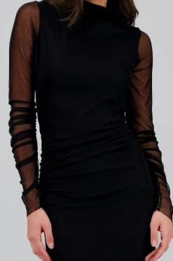 Shasa Long Sleeve Mesh Maxi Dress