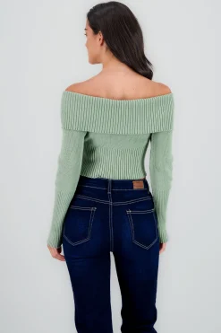 Shasa Long Sleeve Off The Shoulder Top With Closure