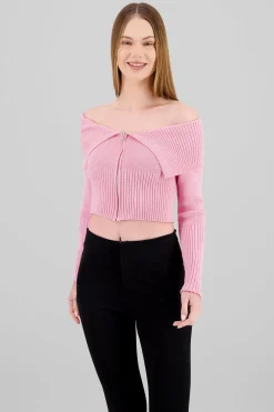 Shasa Long Sleeve Off The Shoulder Top With Closure
